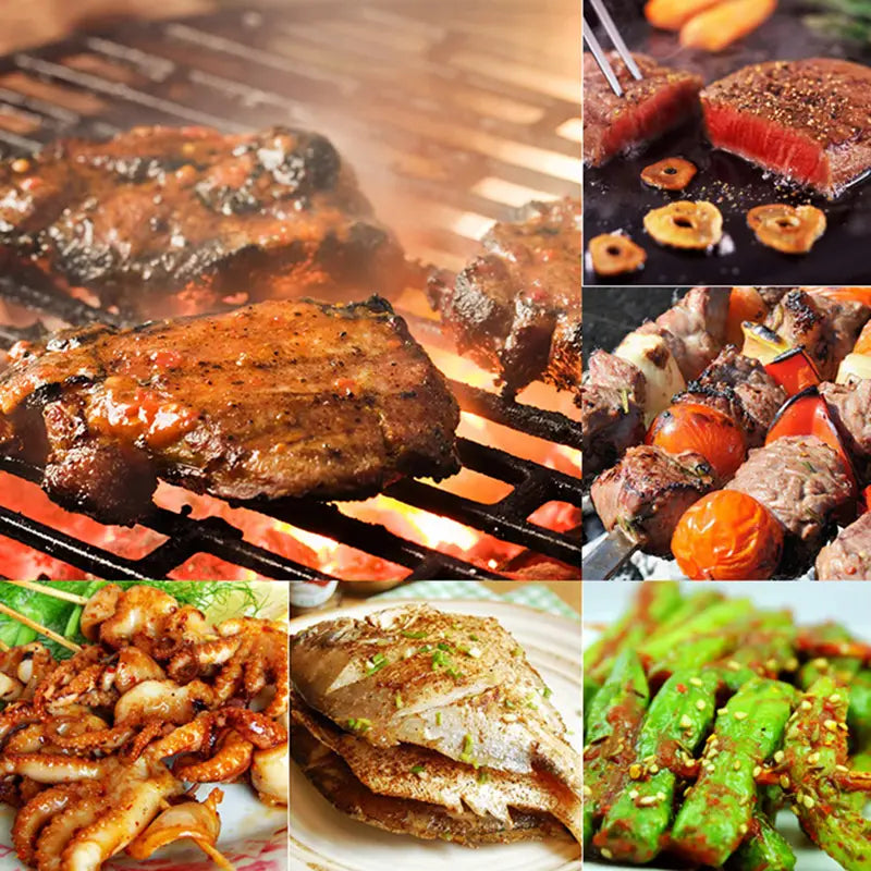 Portable Stainless Steel BBQ Grill with Skewers Rack Feeling My Adventure