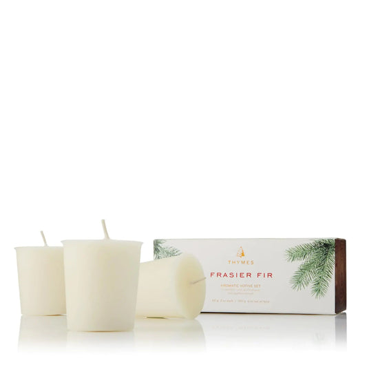 Thymes Votive Candle - Candles for Home Scented - White Candles - Decorative Candles - Christmas Candles - Pine Scented Candles - Frasier Fir (Pack of 3-2 Oz) Feeling My Adventure
