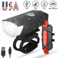 Rainproof USB Rechargeable LED Bike Headlight Set - Front & Rear Cycling Light