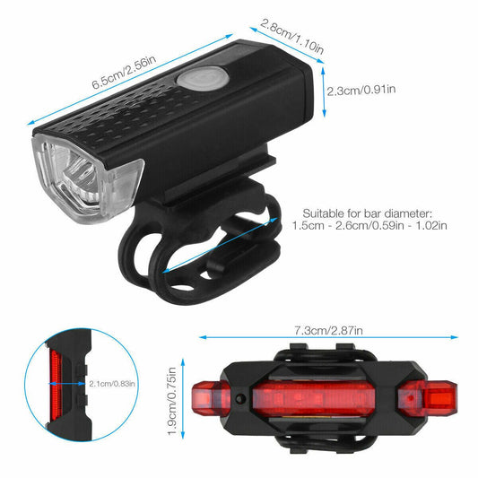 Rainproof USB Rechargeable LED Bike Headlight Set - Front & Rear Cycling Light - Feeling My Adventure
