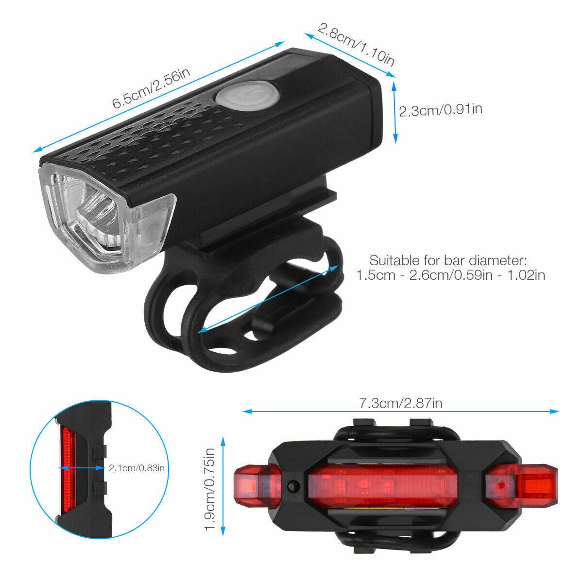 Rainproof USB Rechargeable LED Bike Headlight Set - Front & Rear Cycling Light - Feeling My Adventure
