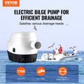 VEVOR 1100GPH Boat Bilge Pump w/ Float Switch, Marine Electric Water Pump for Boats, Ponds, Pools