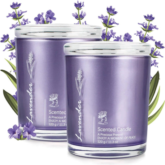 Lavender Candles for Home Scented 2 Pack 23oz Large Jar Lavender Candle Aromatherapy Highly Fragranced Scented Candle Set Candles Gifts for Women Mom Healing Candles Luxury Candles for Home Feeling My Adventure