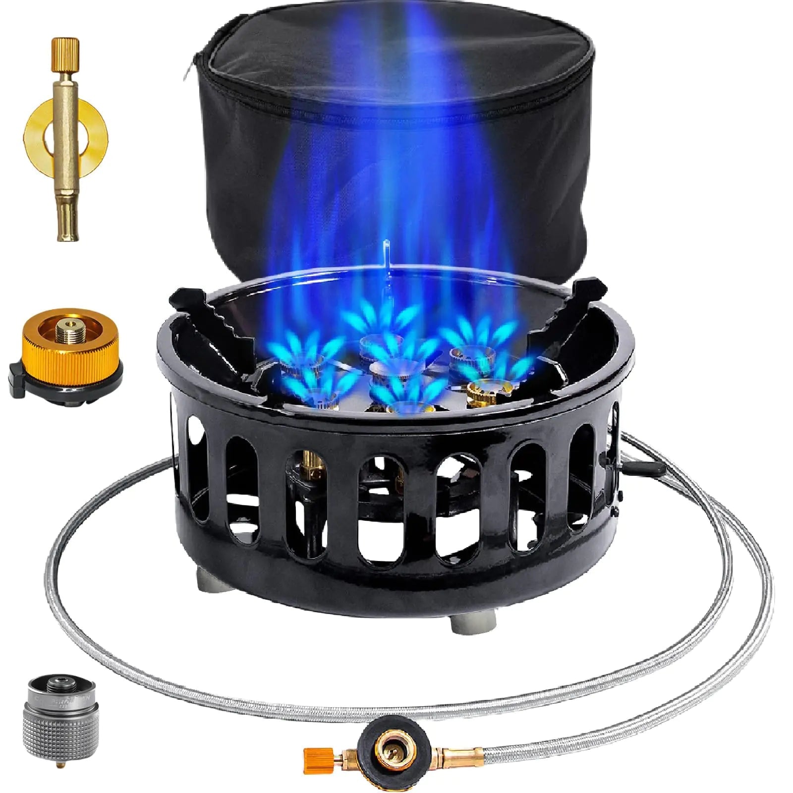 Husyop 3 in 1 Portable Windproof Camping Stove Gas Cooking Burner 21000W Propane Burners with Piezo Ignition and Carrying Bag for Outdoor Backpacking Picnic Hiking Feeling My Adventure