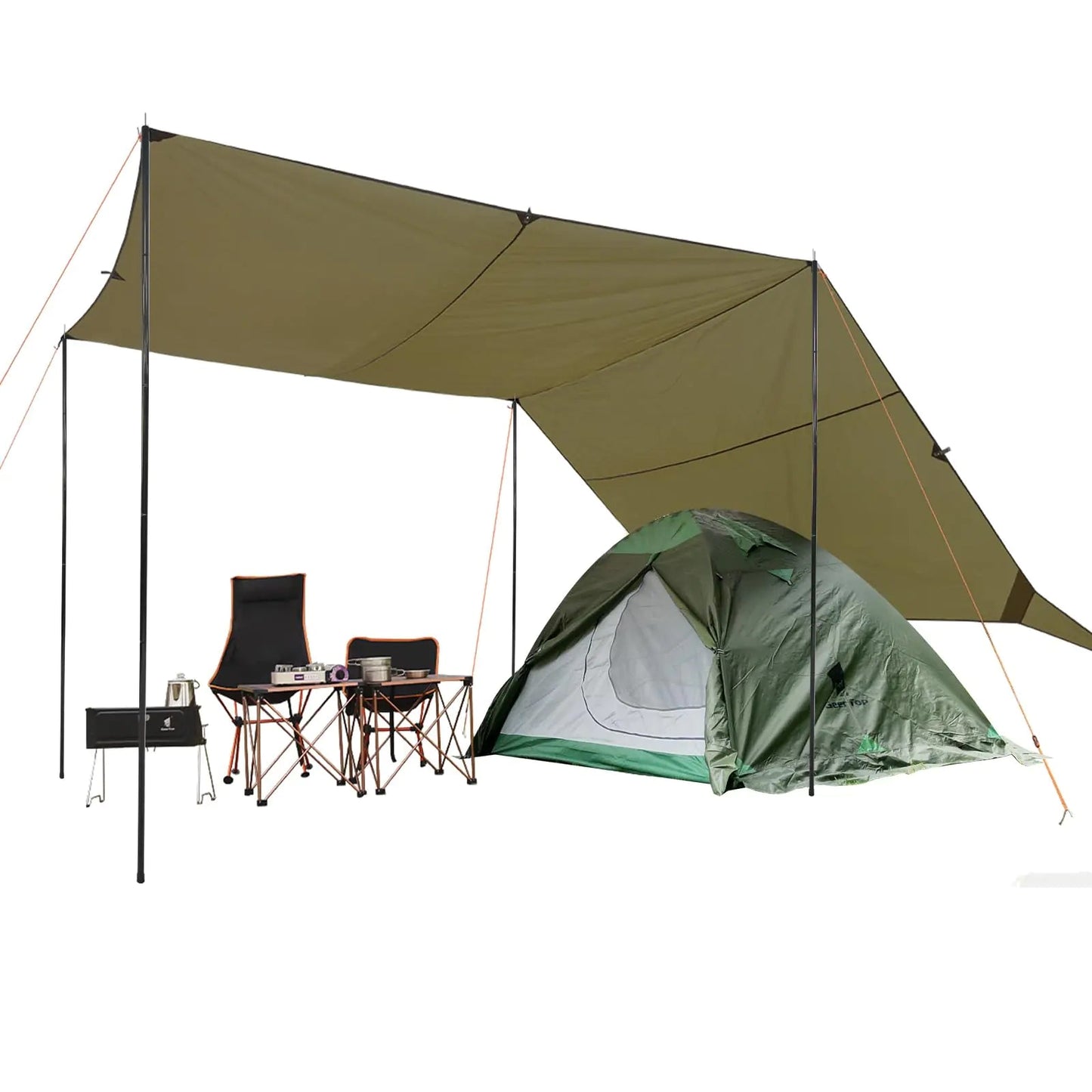 GEERTOP Large Camping Tent Tarp 17 x 10ft Portable Hammock Rain Fly Tarp with Poles Waterproof Backpacking Hammock Tarp for Outdoor Travelling Feeling My Adventure