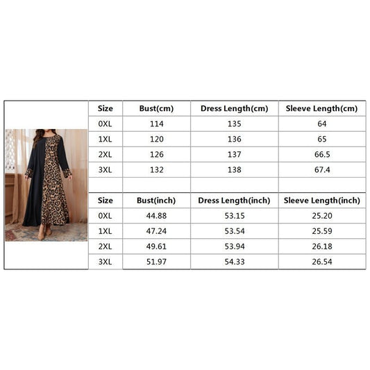 Womens Leopard Print Maxi Dresses Color Block Long Sleeve Dress Casual Summer Dresses - Feeling My Adventure