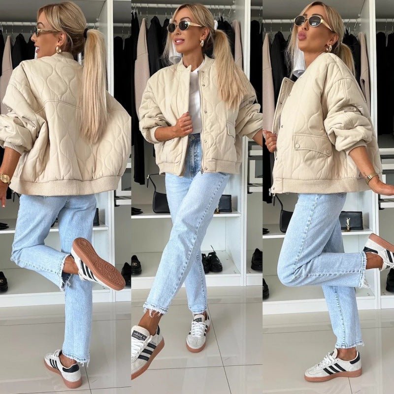 Women's Solid Color Long Sleeved Cotton Padded Jacket - Feeling My Adventure